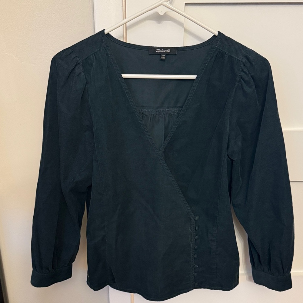 Madewell Teal Button-Front Blouse
